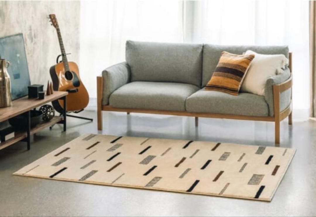 【美品】unico ウニコラグレイリーRAILIEパイルラグ　200×250cm