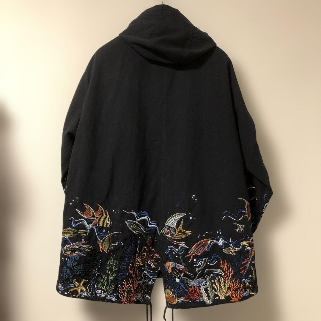 GO SLOWCARAVANゴースローキャラバンパネル刺繍モッズコートネイビー2