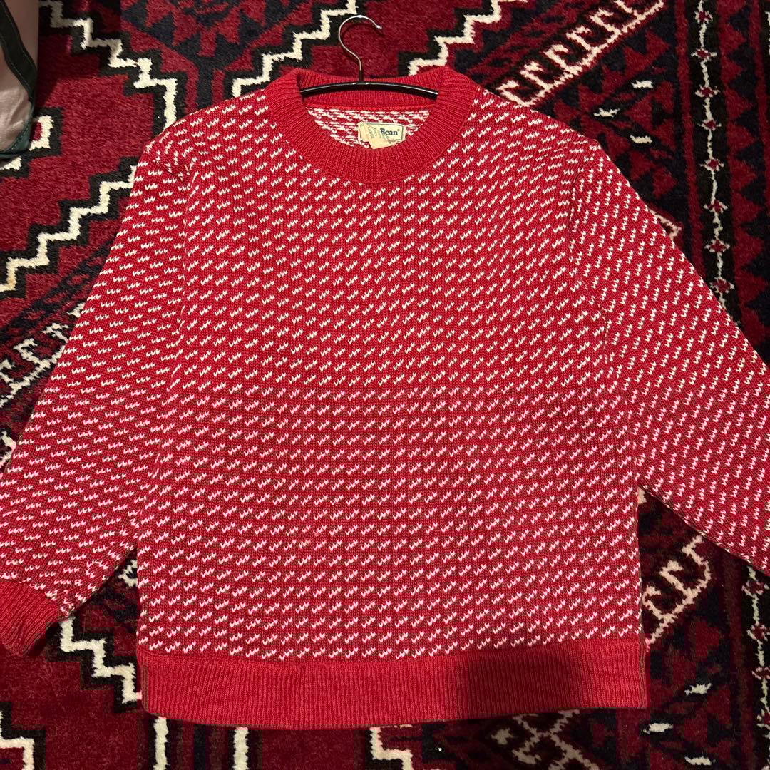 llbean バーズアイ　ニット　レッド　エルエルビーン L.L.BEAN
