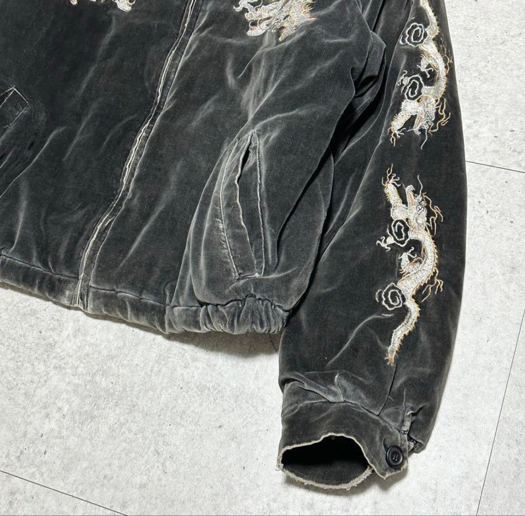 Houston 90s スカジャン 別珍 キルティング 黒 襤褸 雰囲気