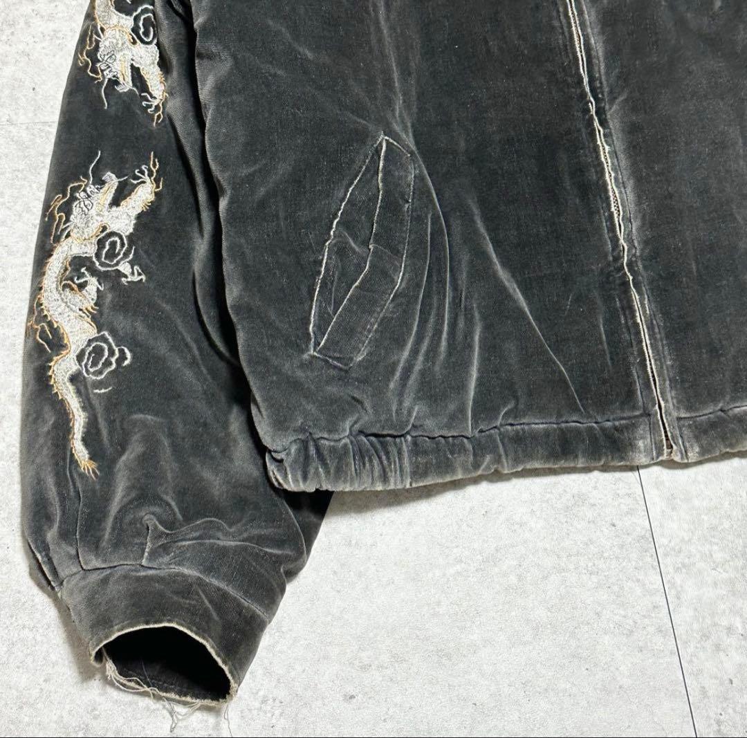 Houston 90s スカジャン 別珍 キルティング 黒 襤褸 雰囲気