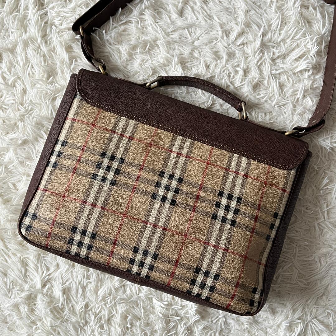 美品★Burberrys ノバチェック シャドーホース 2way ブリーフケース