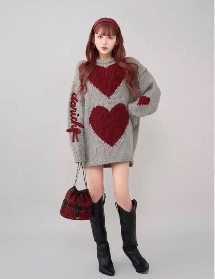 Darich ダーリッチ ハートロゴローゲージニットチュニック