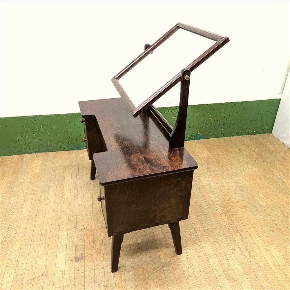 美品　松本民芸家具　水目桜　無垢　角型　ドレッサー　鏡台　化粧台　一面鏡