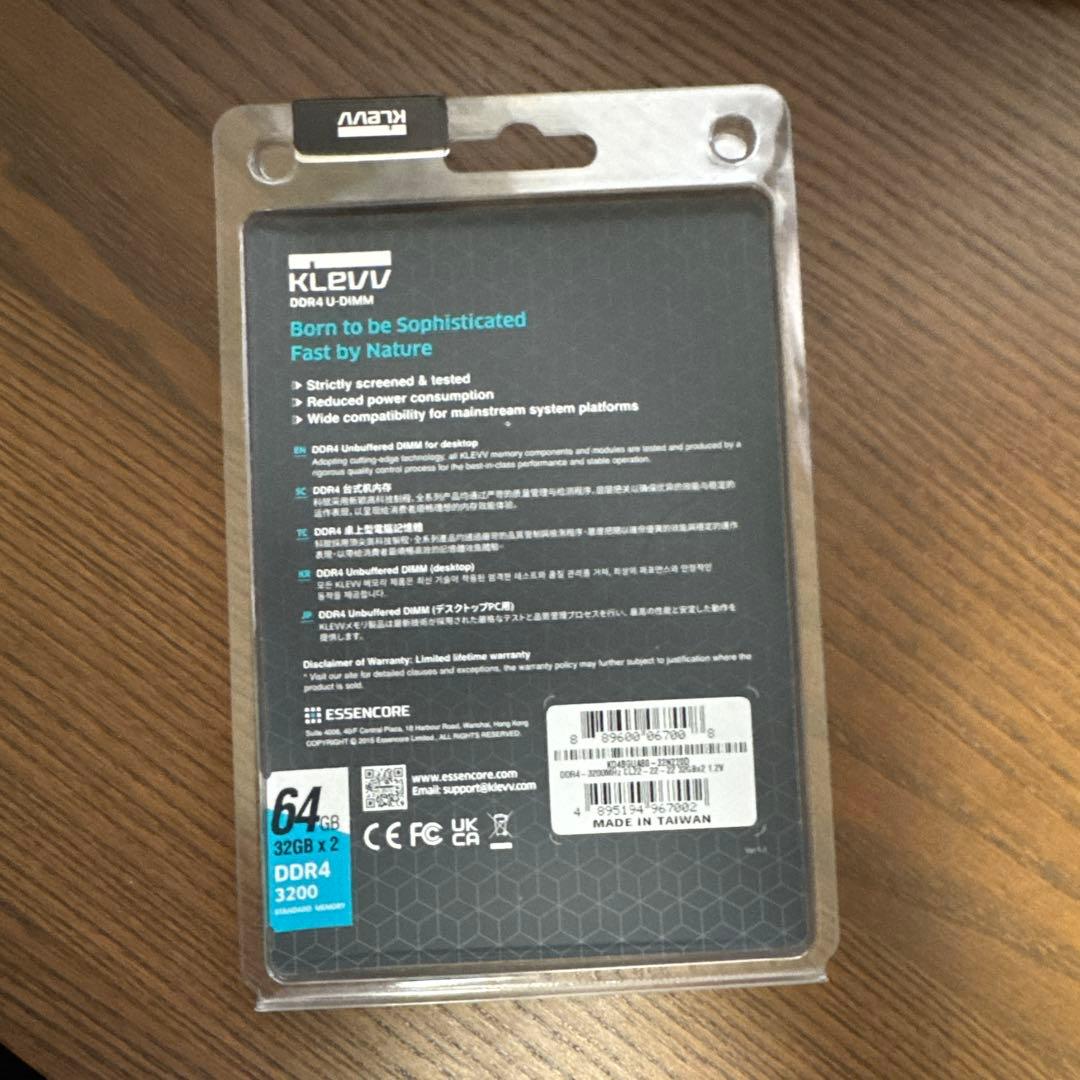 w*a様 DDR4 3200MHz 32GB × 2枚 KLEVV 64GB R