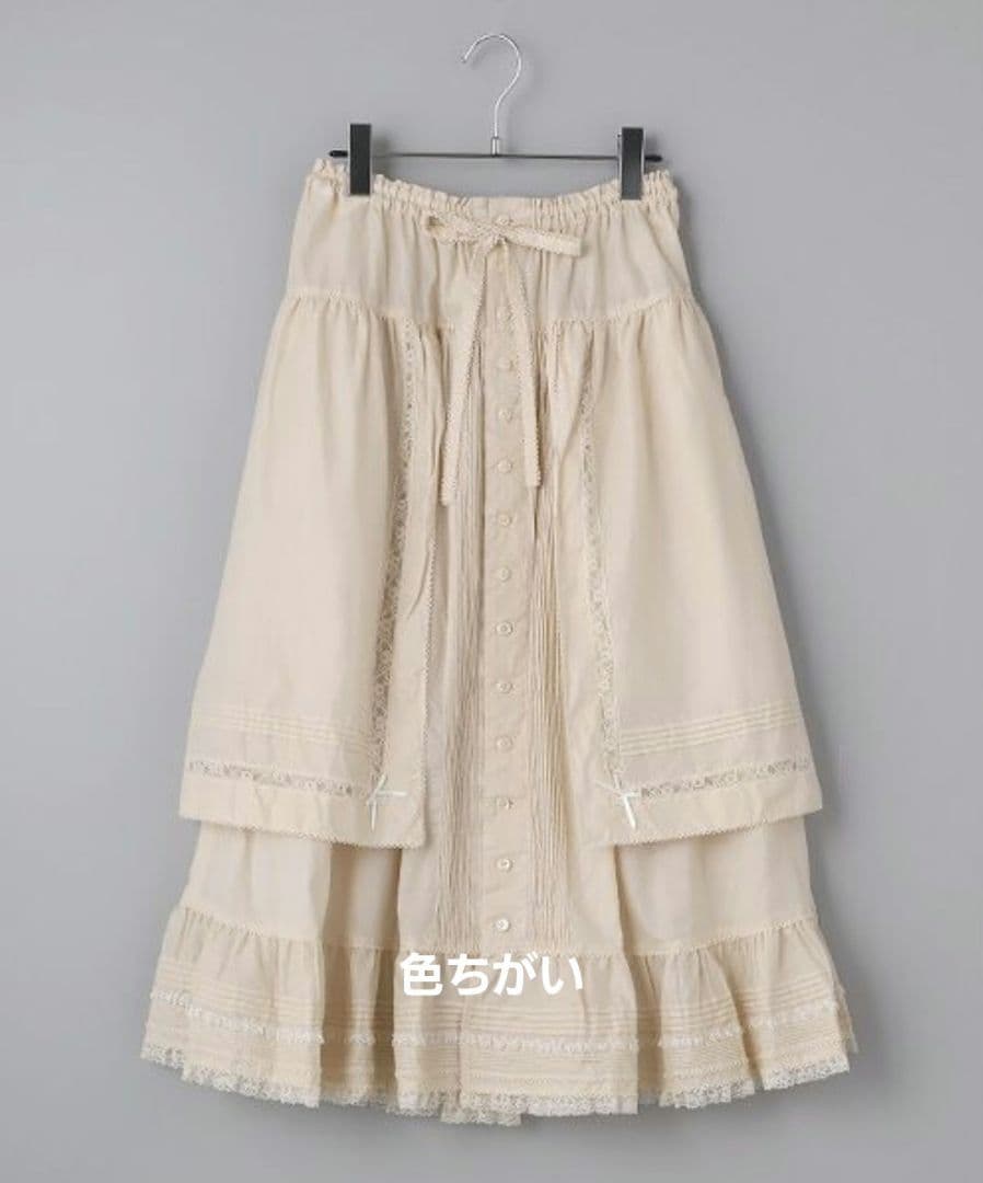 PINK HOUSE ロゴ刺繍入りエプロン風ローンスカート