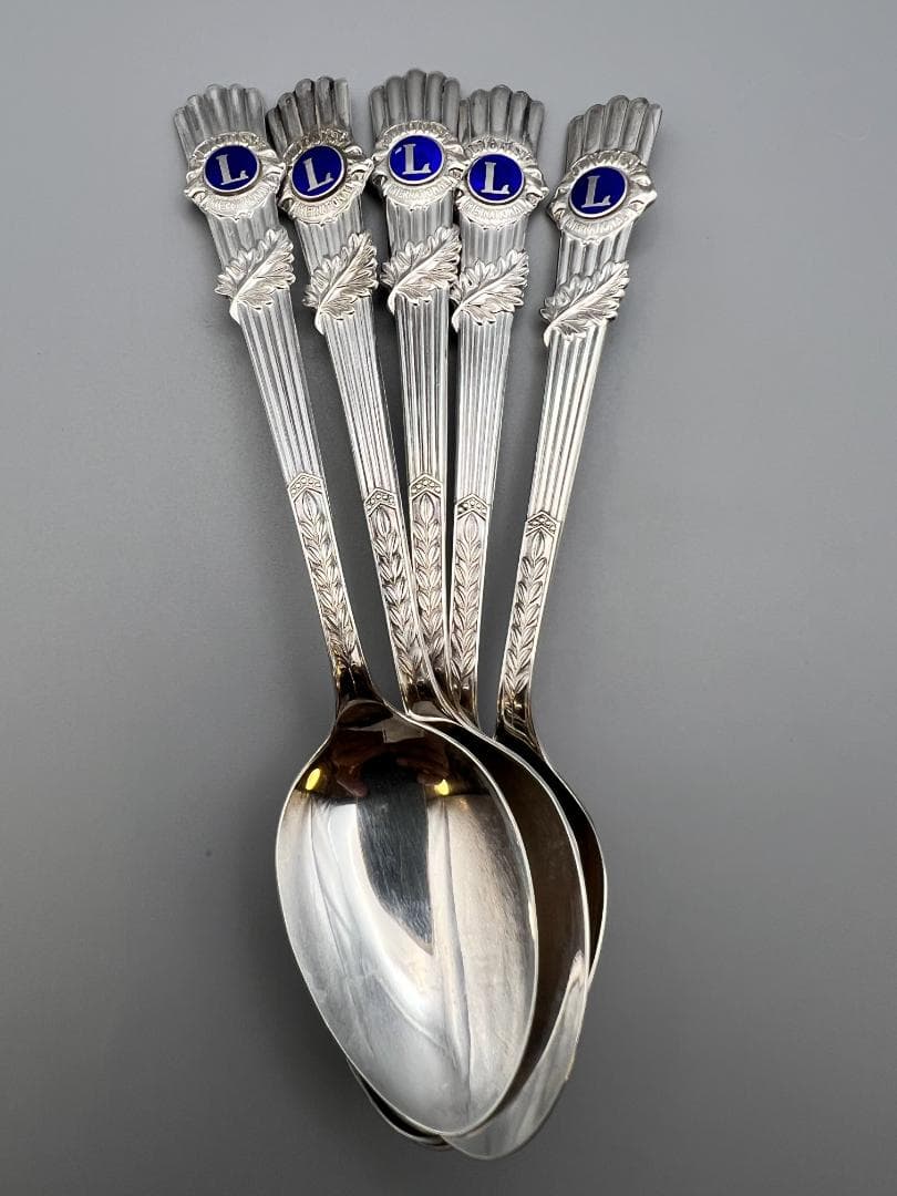 【海】銀製刻印　スプーン　５点セット　重量約74.8g　銀食器 銀細工