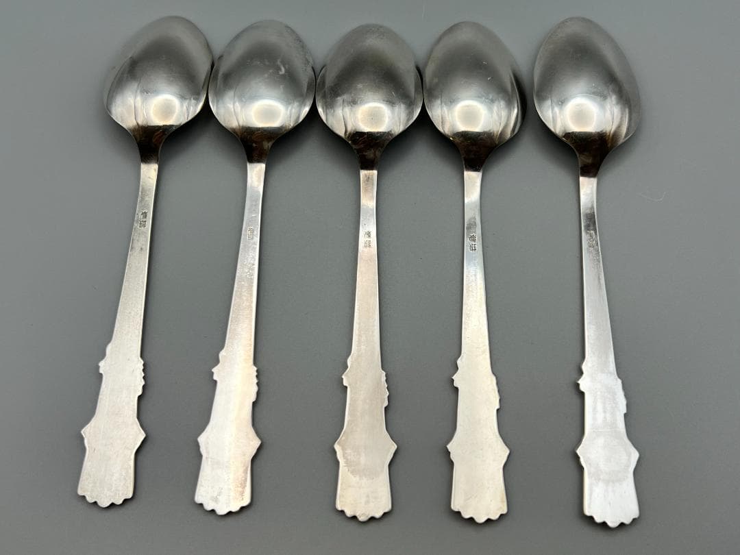 【海】銀製刻印　スプーン　５点セット　重量約74.8g　銀食器 銀細工