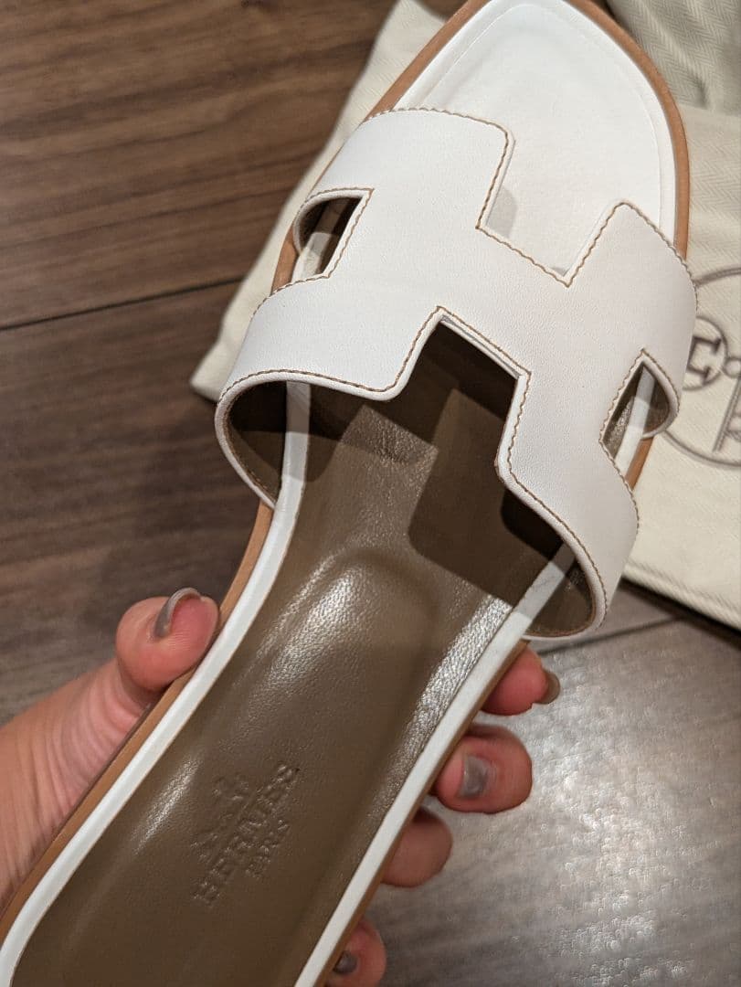 【MT】HERMES サンダル 《オラン》 オラン　ホワイト37　37.5