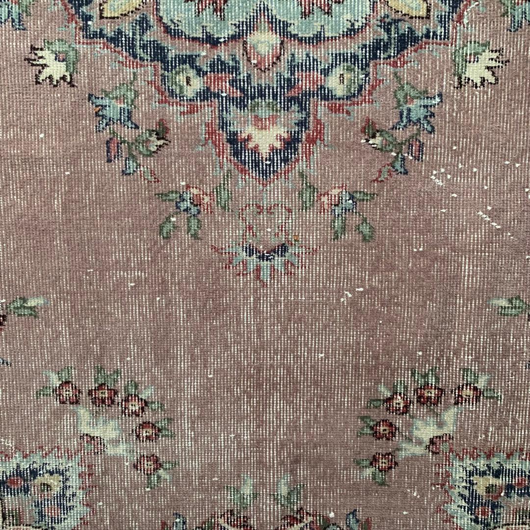 トルコヴィンテージラグ　モーブピンク　214 ×125 フラワー　メダリオン