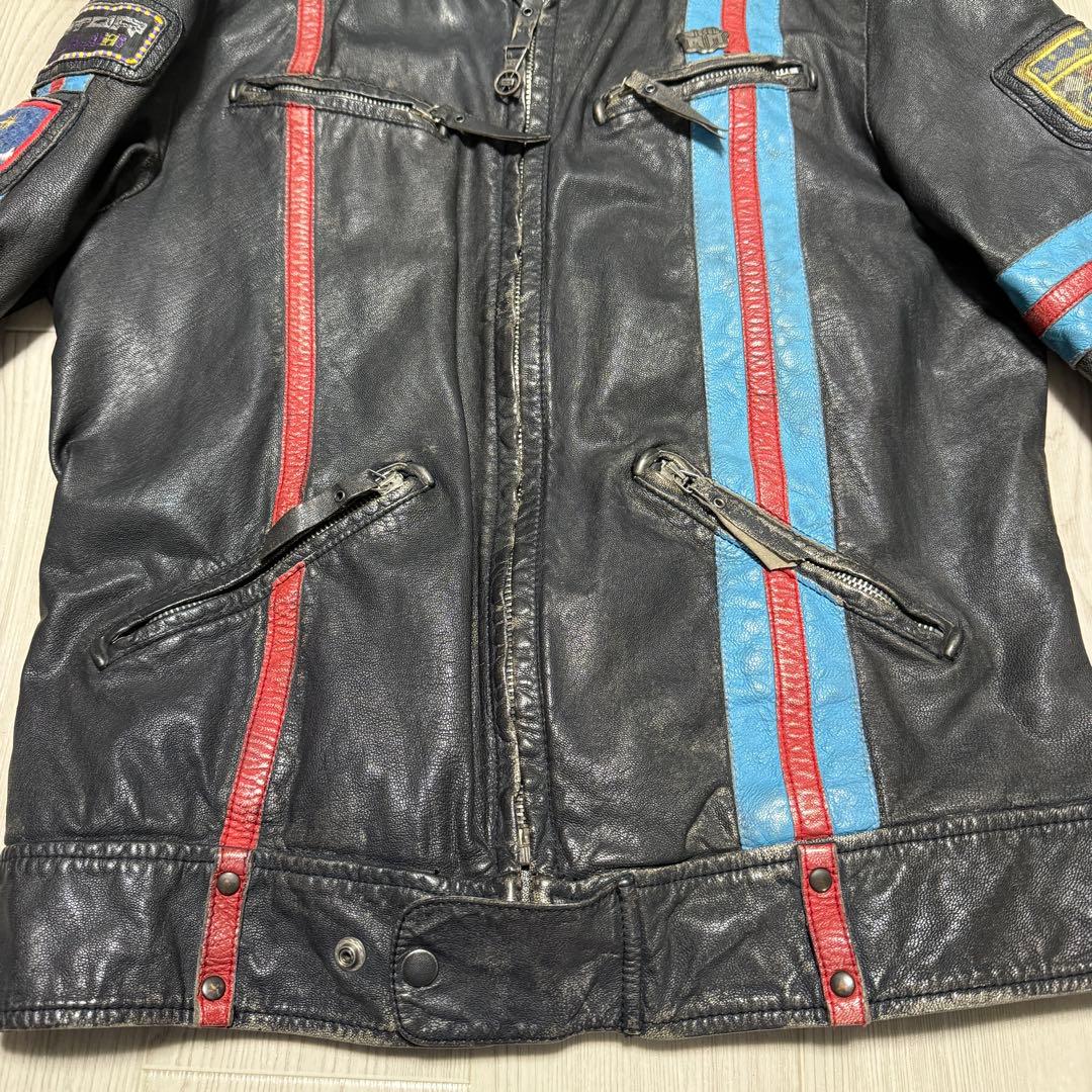 DIESEL 90's アーカイブ ストライプ ラムレザーライダース Y2K