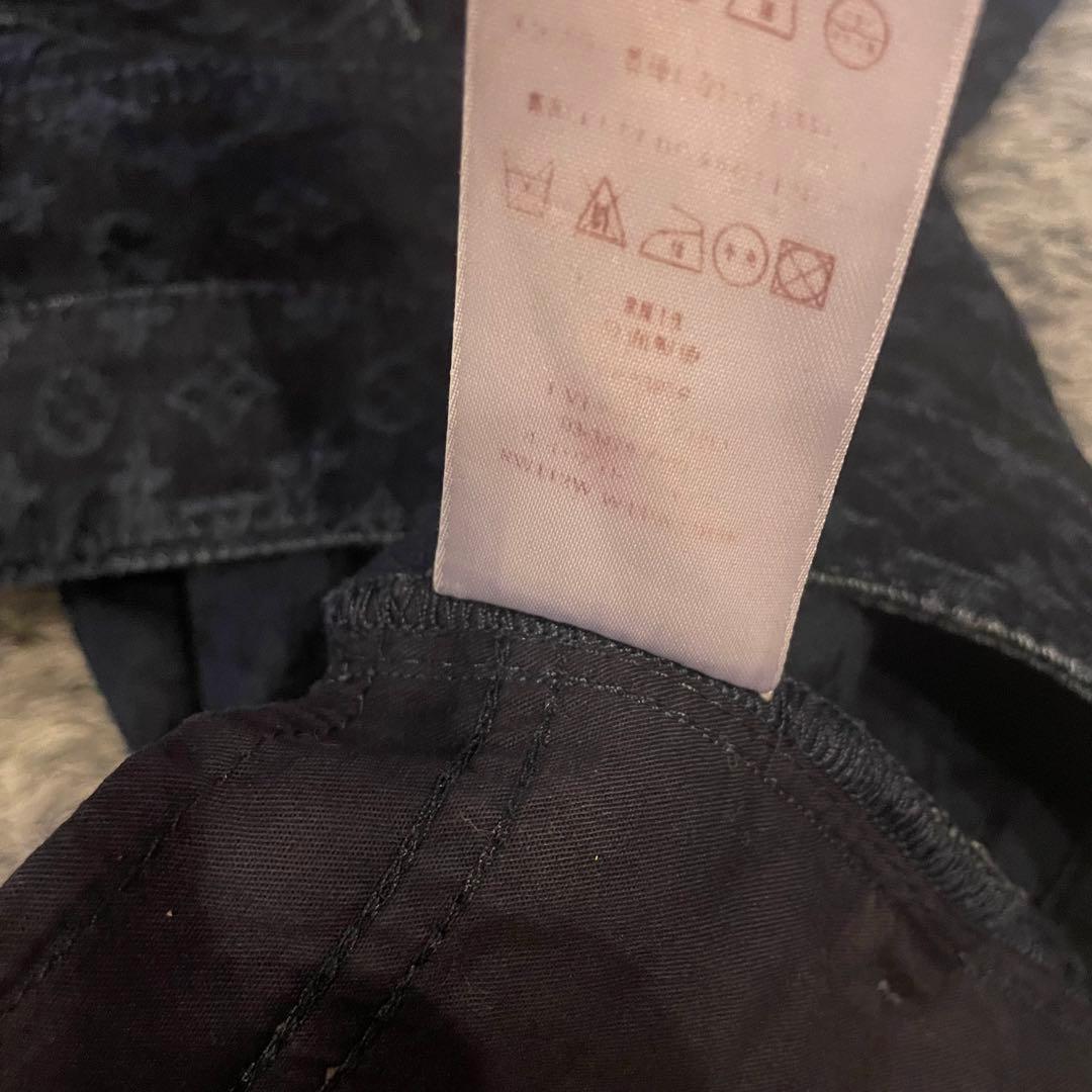 【美品】ルイヴィトン デニム パンツ モノグラム 金ボタン インディゴ 総柄