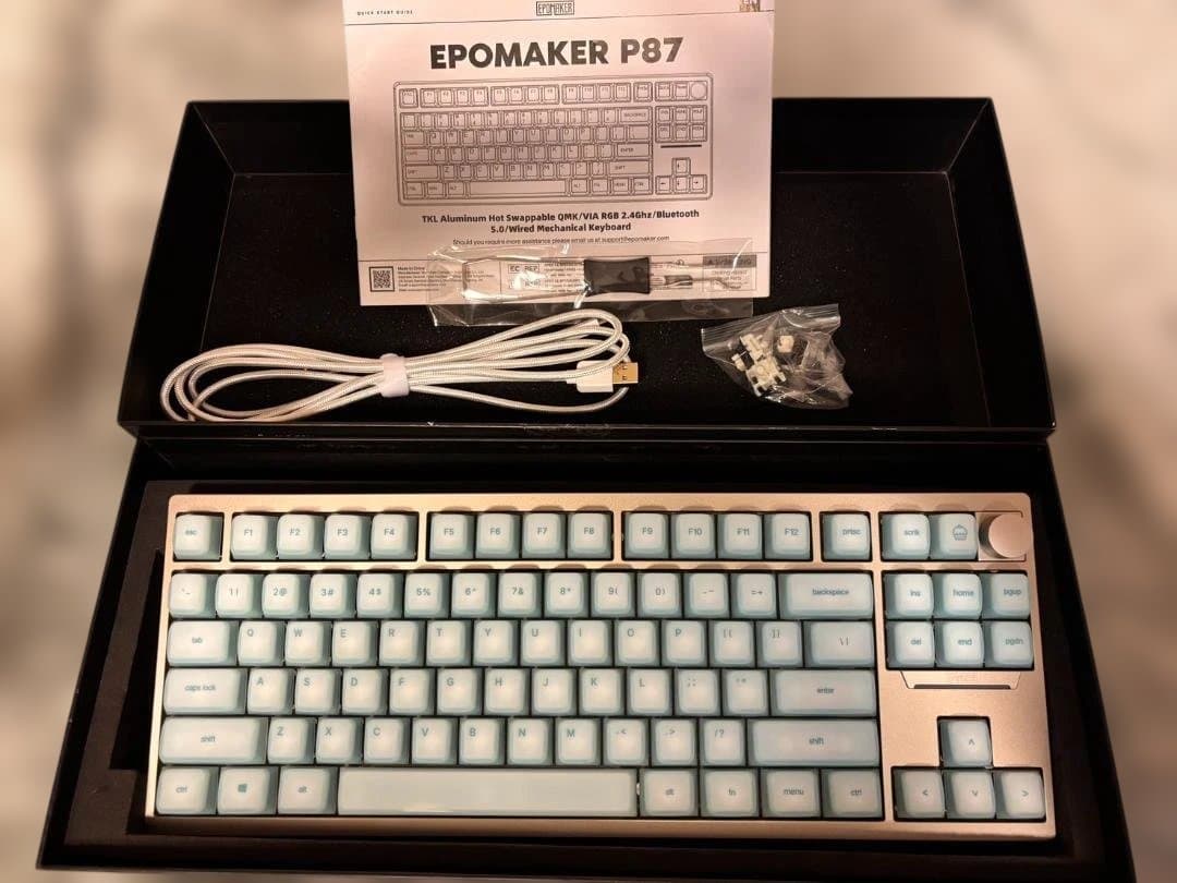 EPOMAKER P87 キーボード＋AegisSil キーキャップ(Blue)