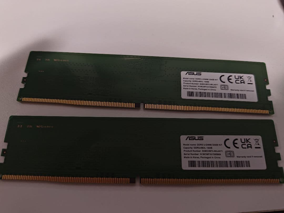 DDR5メモリー 4800MHz 32GB16GB✕2
