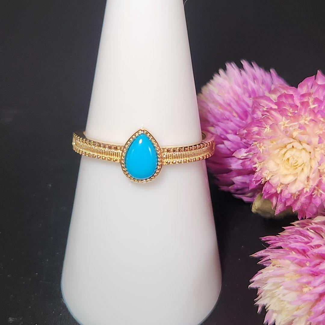 レア【新品】スリーピングビューティーターコイズフリーサイズリング sv925