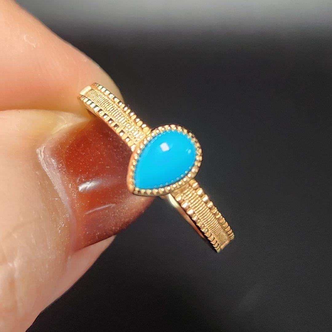 レア【新品】スリーピングビューティーターコイズフリーサイズリング sv925