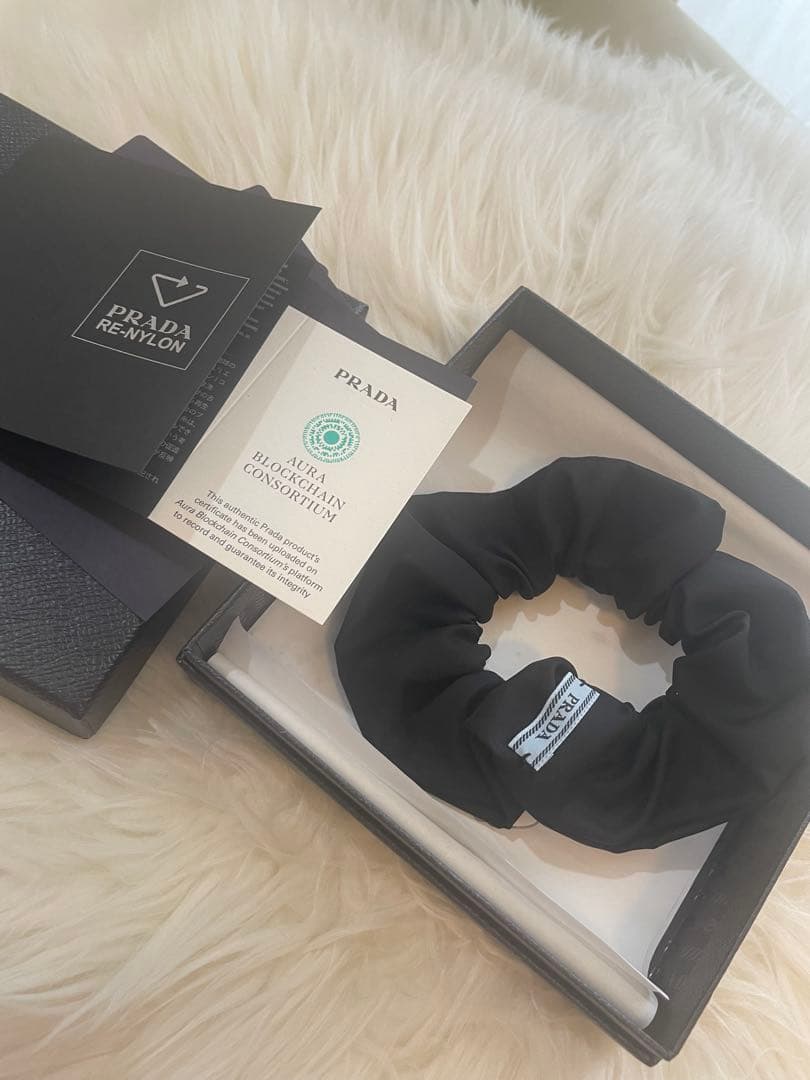 PRADA プラダ ナイロンシュシュ ブラック トライアングルロゴ シルバー