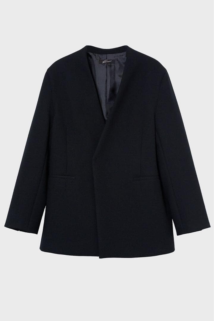 ★極美品 スタニングルアー ボンディングカラーレスジャケット ブラック 黒★