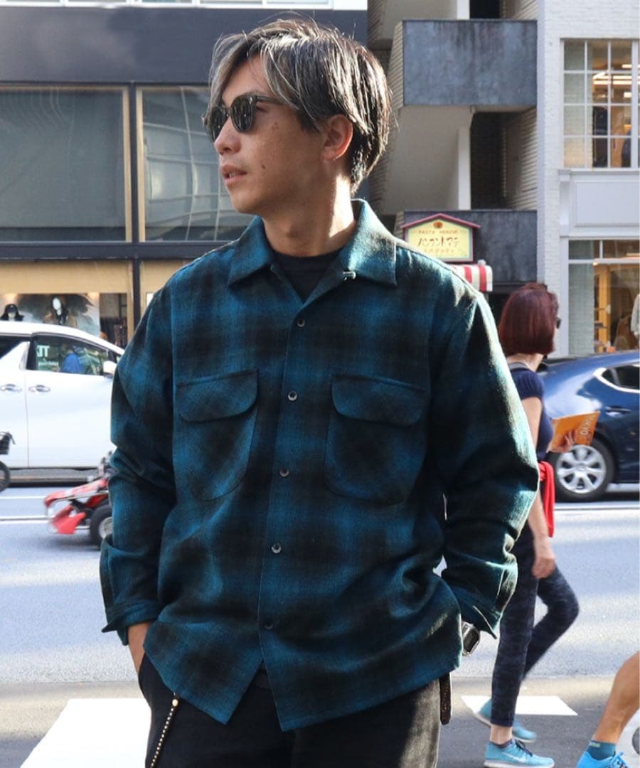 kazuya 新品 FJ監修 バックナンバー オープンカラーシャツ ブルー