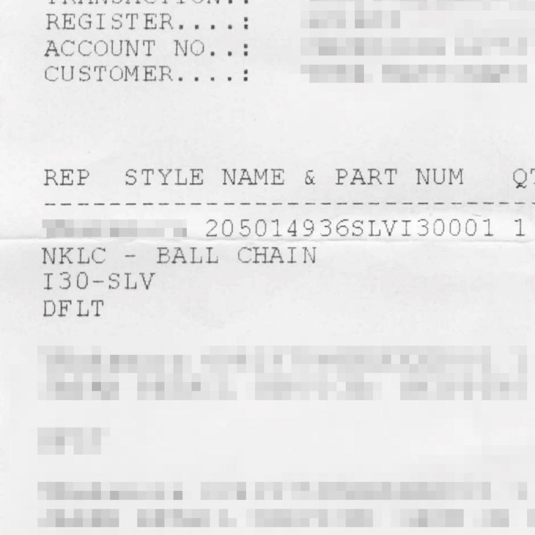 インボイス原本無修正 クロムハーツ ボールチェーン 30インチ ネックレス