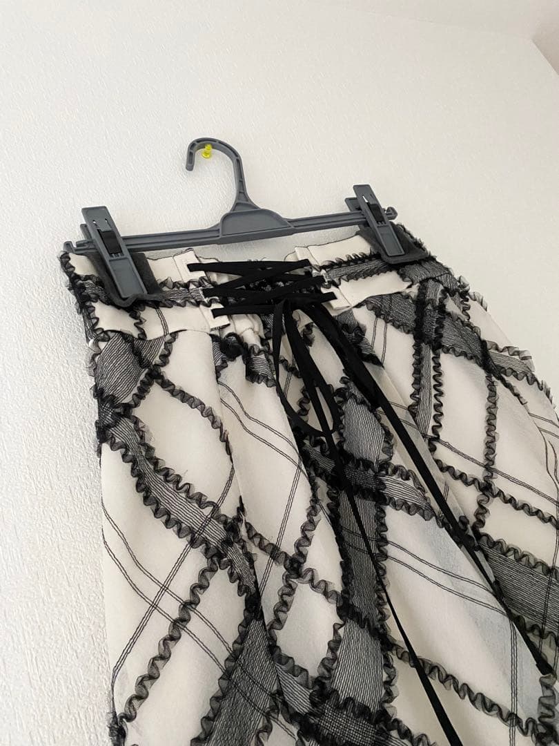 週末sale★チュールチェック刺繍スカート