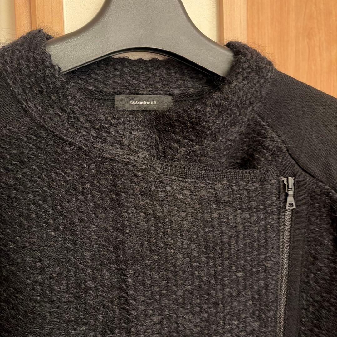 ギャバジンkt 大きいサイズ　46 ニット アウター　ジップアップ　ブラック