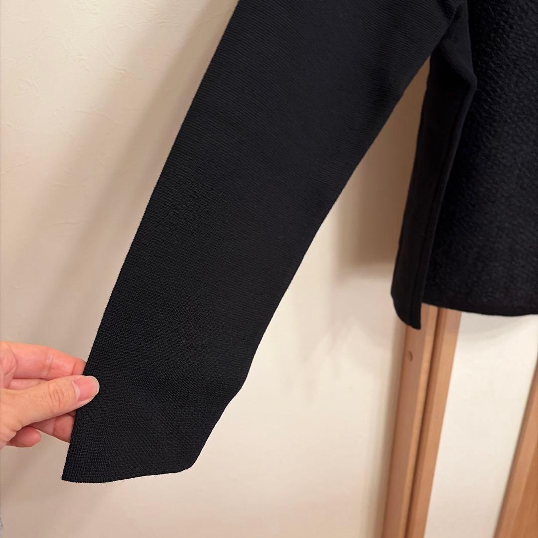 ギャバジンkt 大きいサイズ　46 ニット アウター　ジップアップ　ブラック