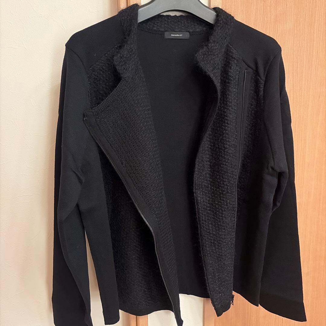 ギャバジンkt 大きいサイズ　46 ニット アウター　ジップアップ　ブラック