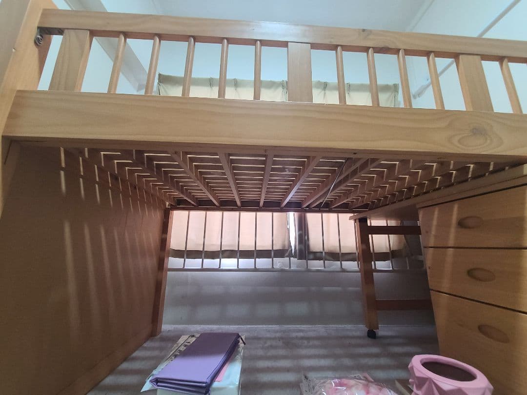 最終値下げ【大阪府堺市南区引取限定】木製ロフトシングルベッド+デスク+チェスト