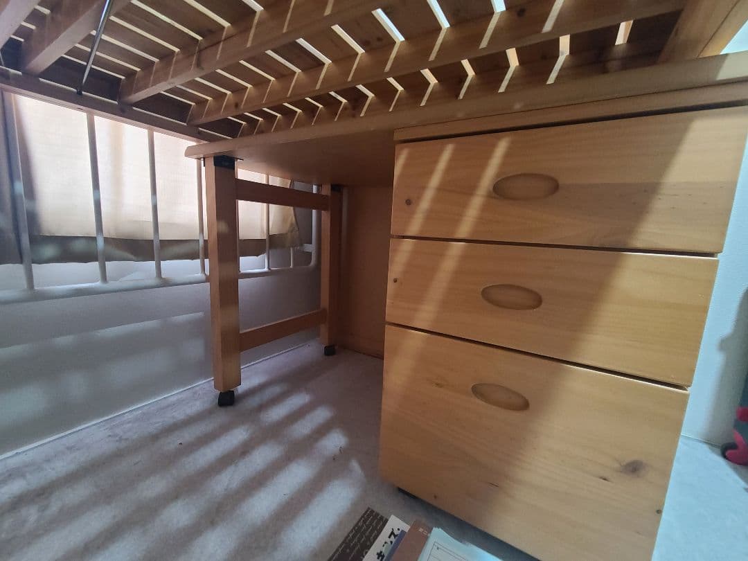 最終値下げ【大阪府堺市南区引取限定】木製ロフトシングルベッド+デスク+チェスト