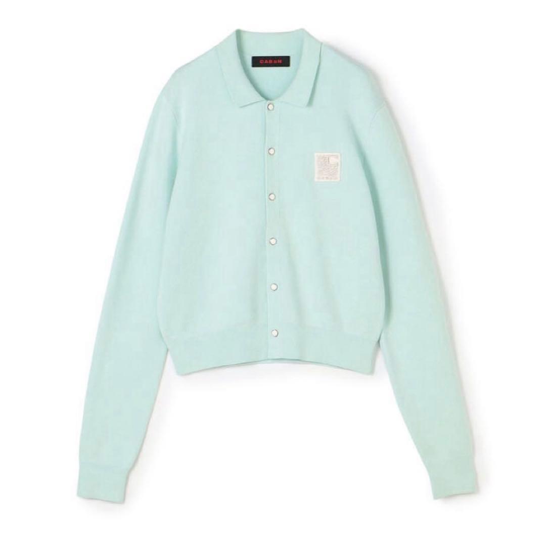 タグ付✨CaBAN コットンカシミヤ パールロゴポロカーディガン 完売色 現行