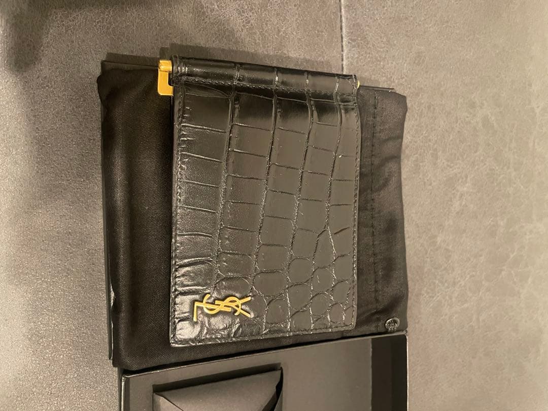 【正規品 箱 保存袋付】サンローラン YSL マネークリップ 二つ折財布 レザー