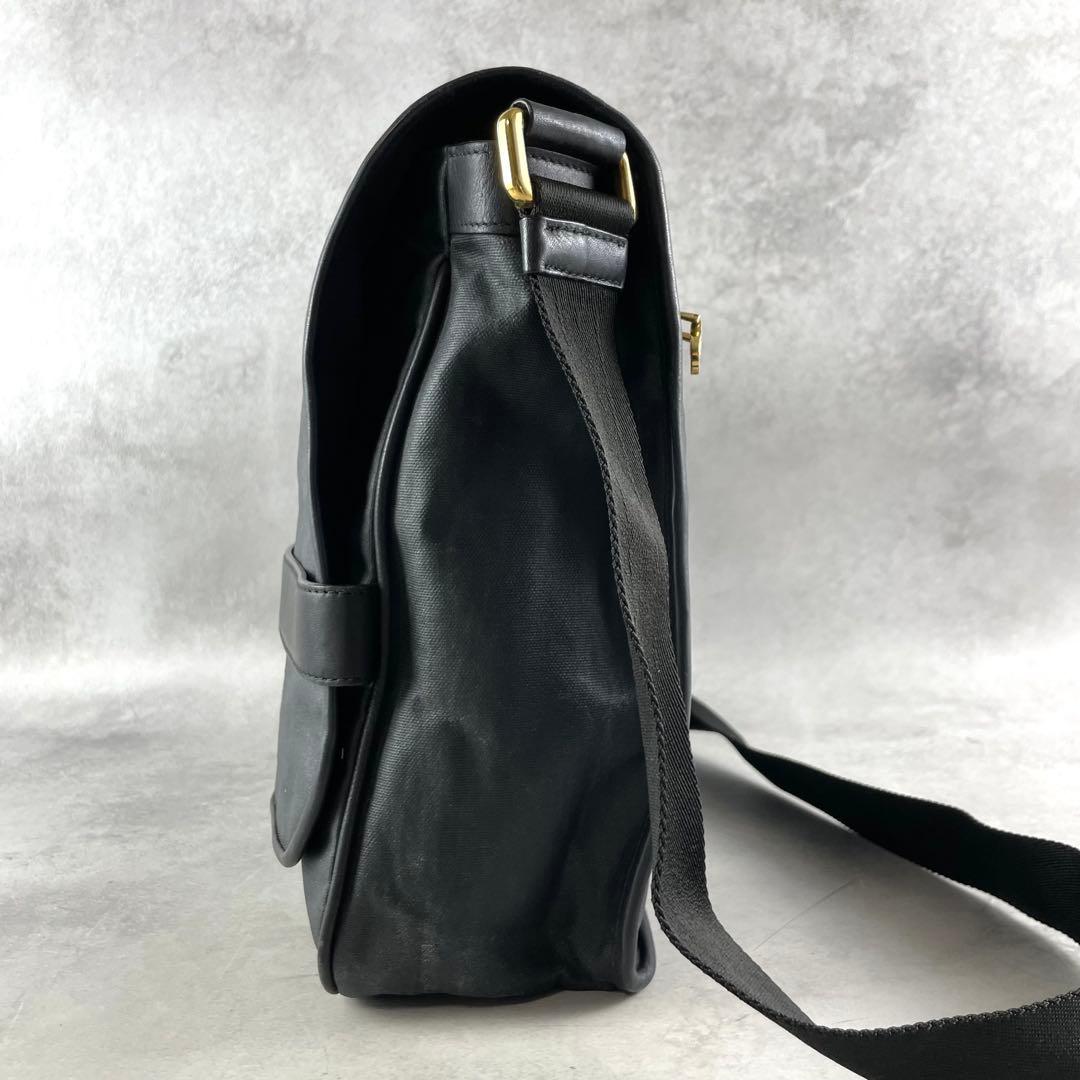 美品✨ ロエベ LOEWE ショルダーバッグ メッセンジャー ロゴ紐 ブラック