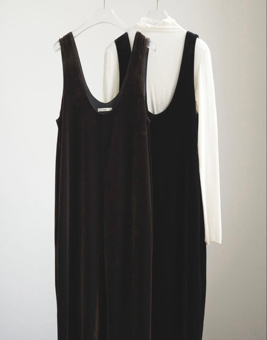 anuke velour uneck onepiece ベロアUネックワンピース
