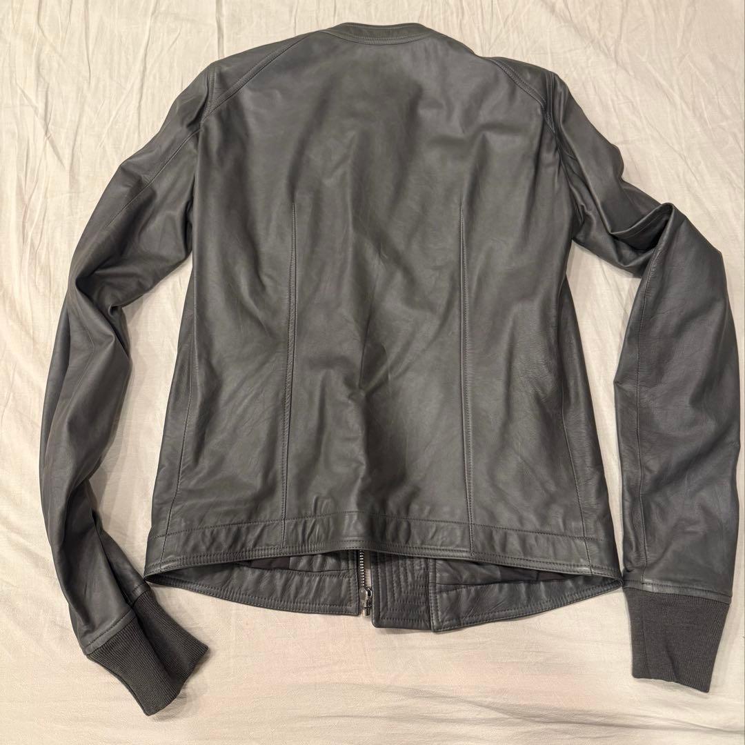 Rick Owens グレー LEATHER BIKER JACKET