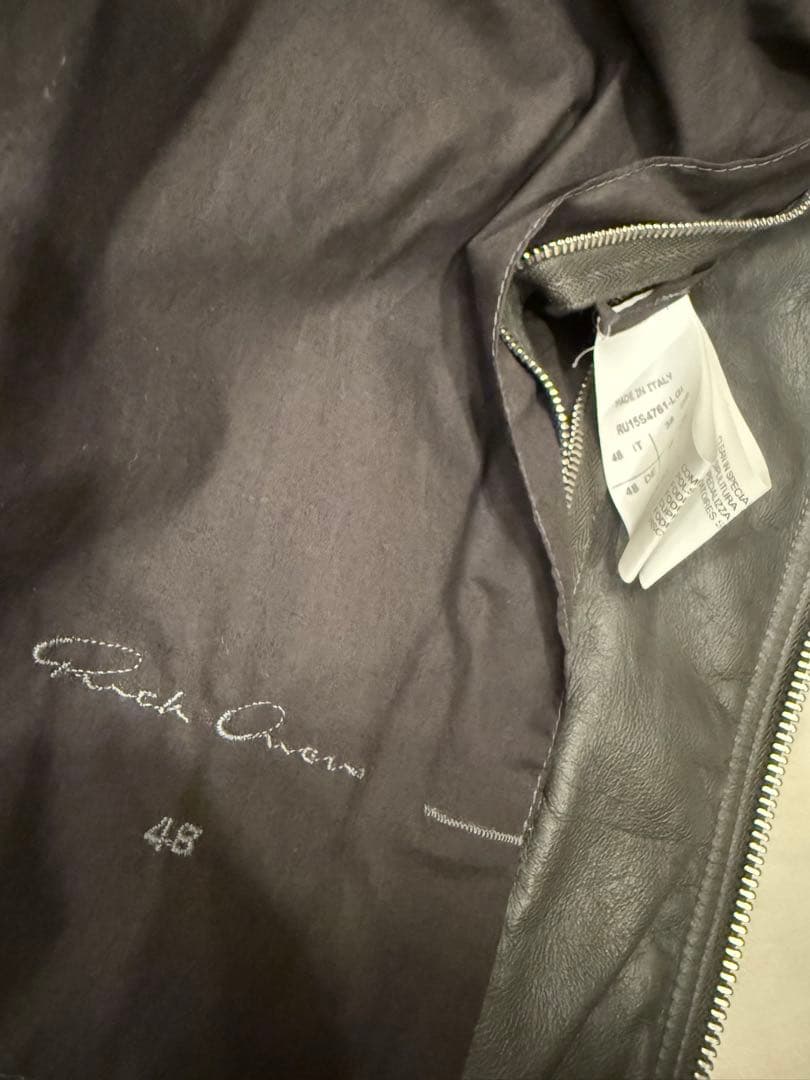 Rick Owens グレー LEATHER BIKER JACKET