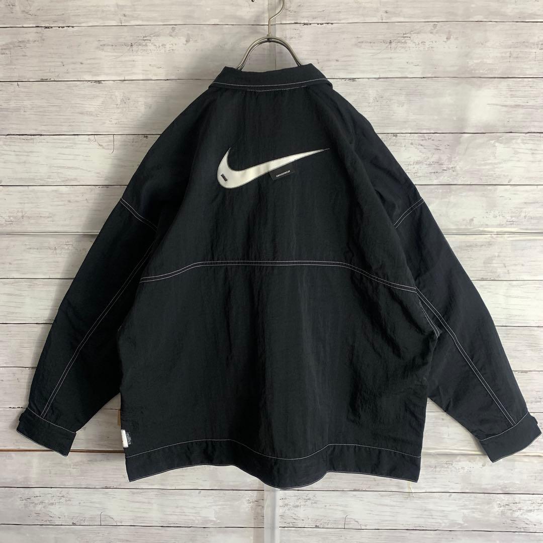 古着 ナイキ NIKE ナイロンジャケット 刺繍ロゴ 白ステッチ
