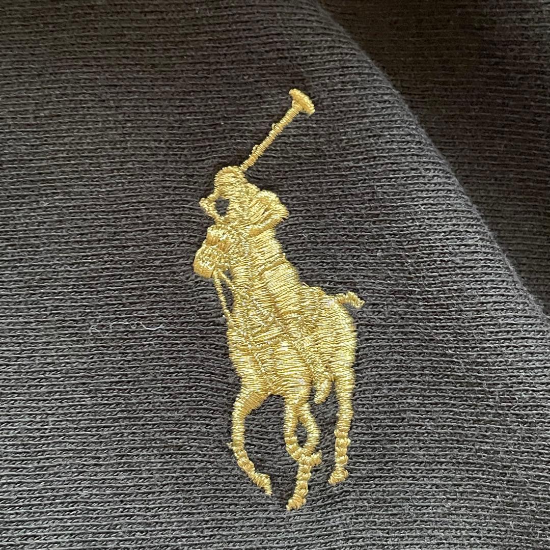 ポロラルフローレン　M ゴールドビッグポニー　ロゴライン フルジップパーカー　黒