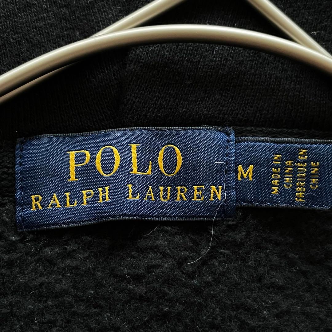 ポロラルフローレン　M ゴールドビッグポニー　ロゴライン フルジップパーカー　黒