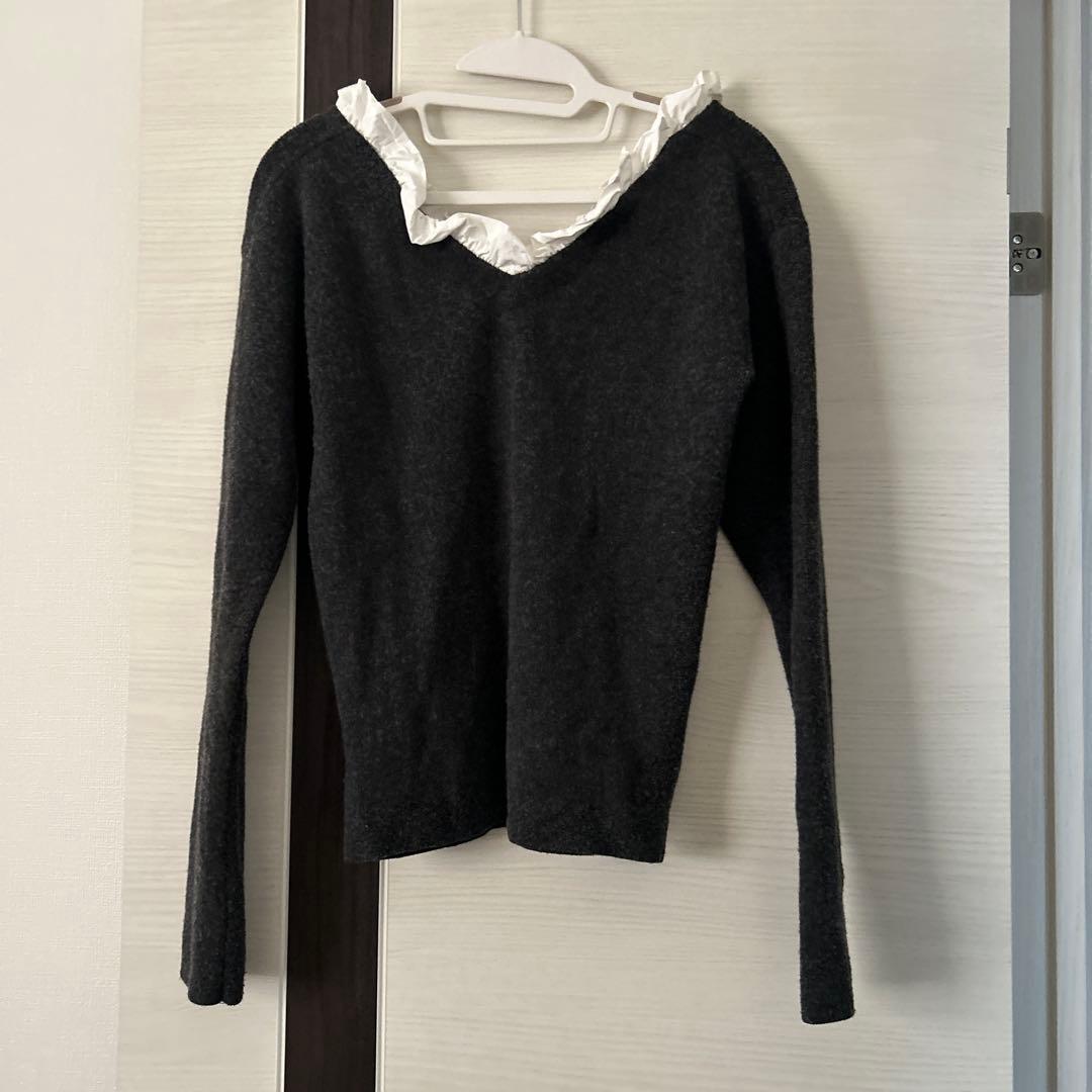 CLANE ★ FRILL V NECK KNIT TOPS