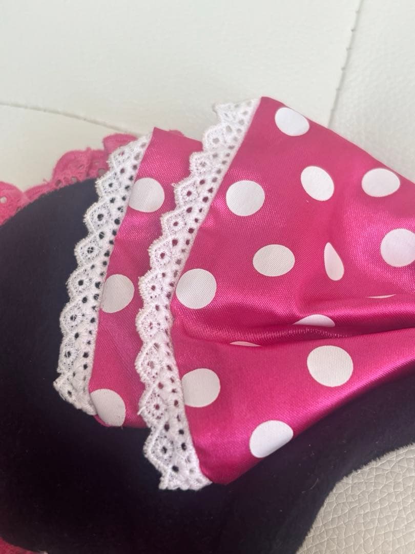 ディズニーカチューシャピンクイヤリングドット