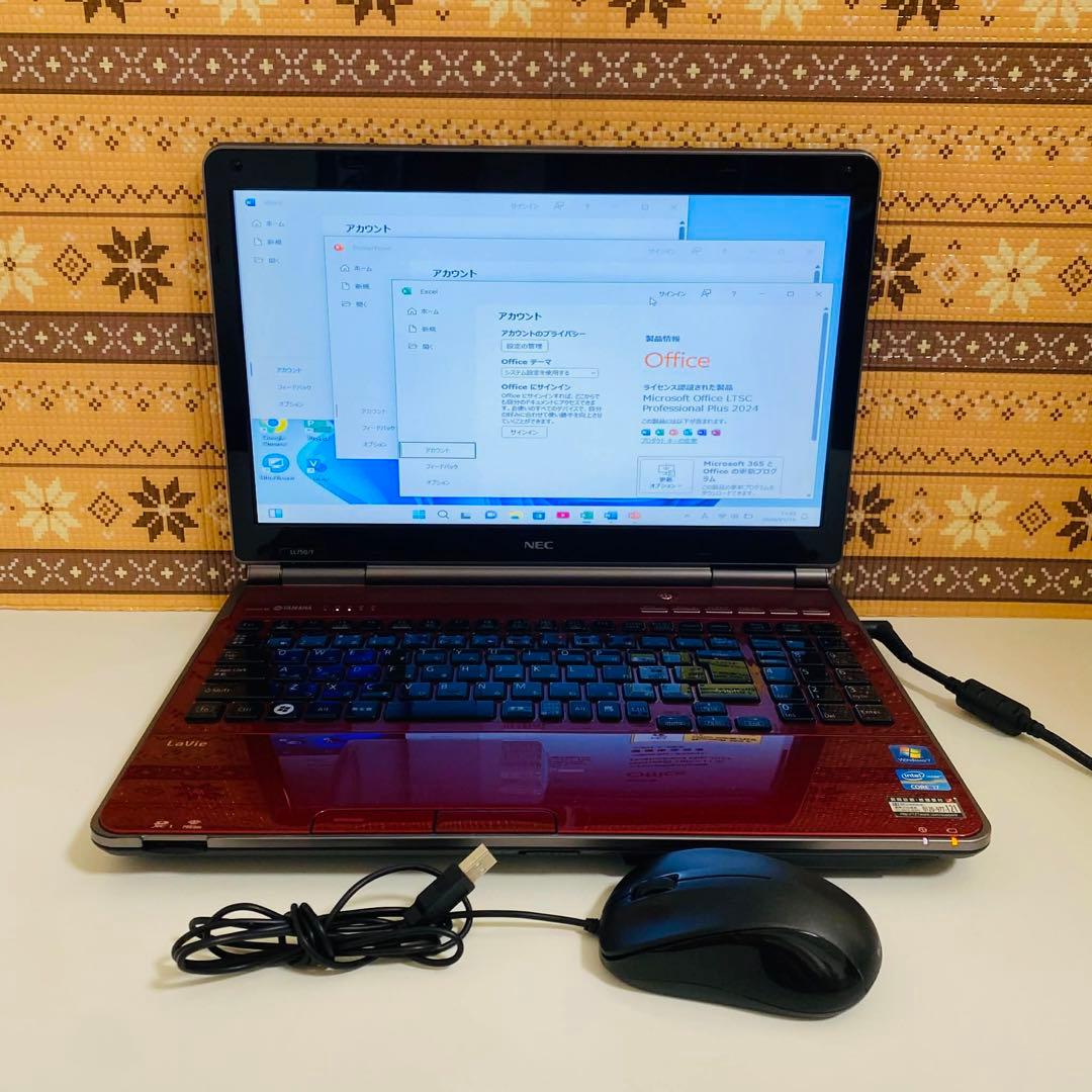 Y44 NECノートパソコン i7メモリ8G高速 Windows11オフィス付き