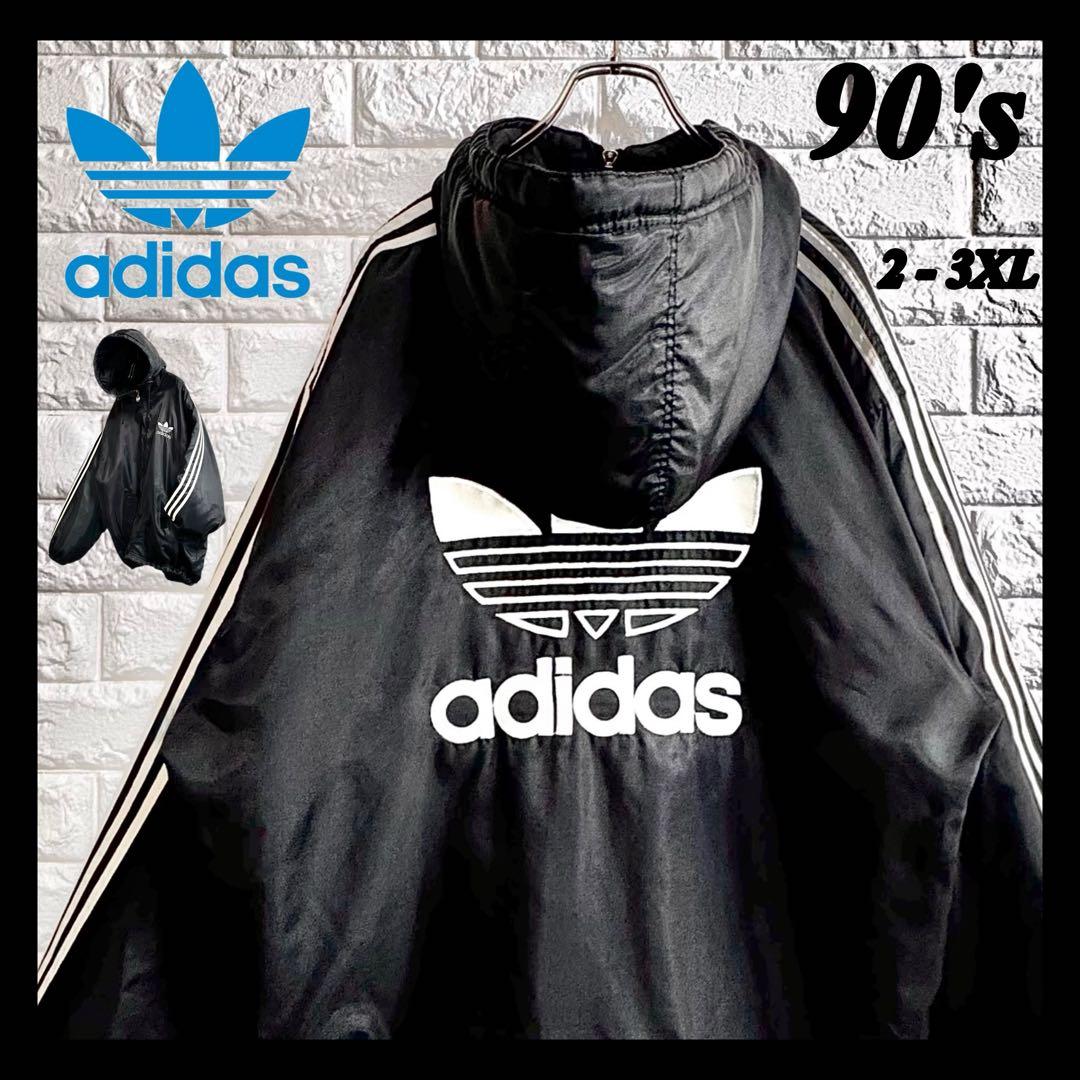 ◆背面刺繍BIGトレフォイルロゴ／中綿入り◆90sアディダス ナイロンジャケット