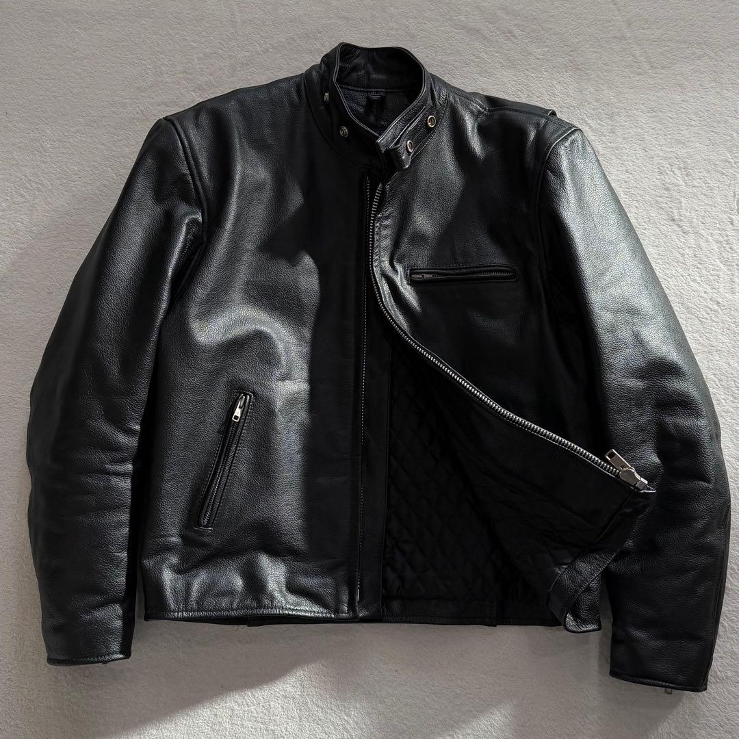 AXEL シングルライダースジャケット　キルティング　牛革　黒　大きいサイズ