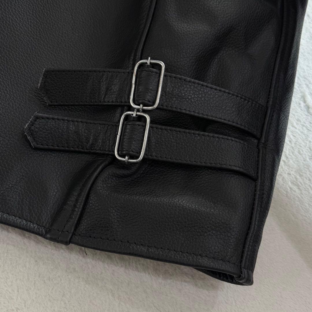 AXEL シングルライダースジャケット　キルティング　牛革　黒　大きいサイズ