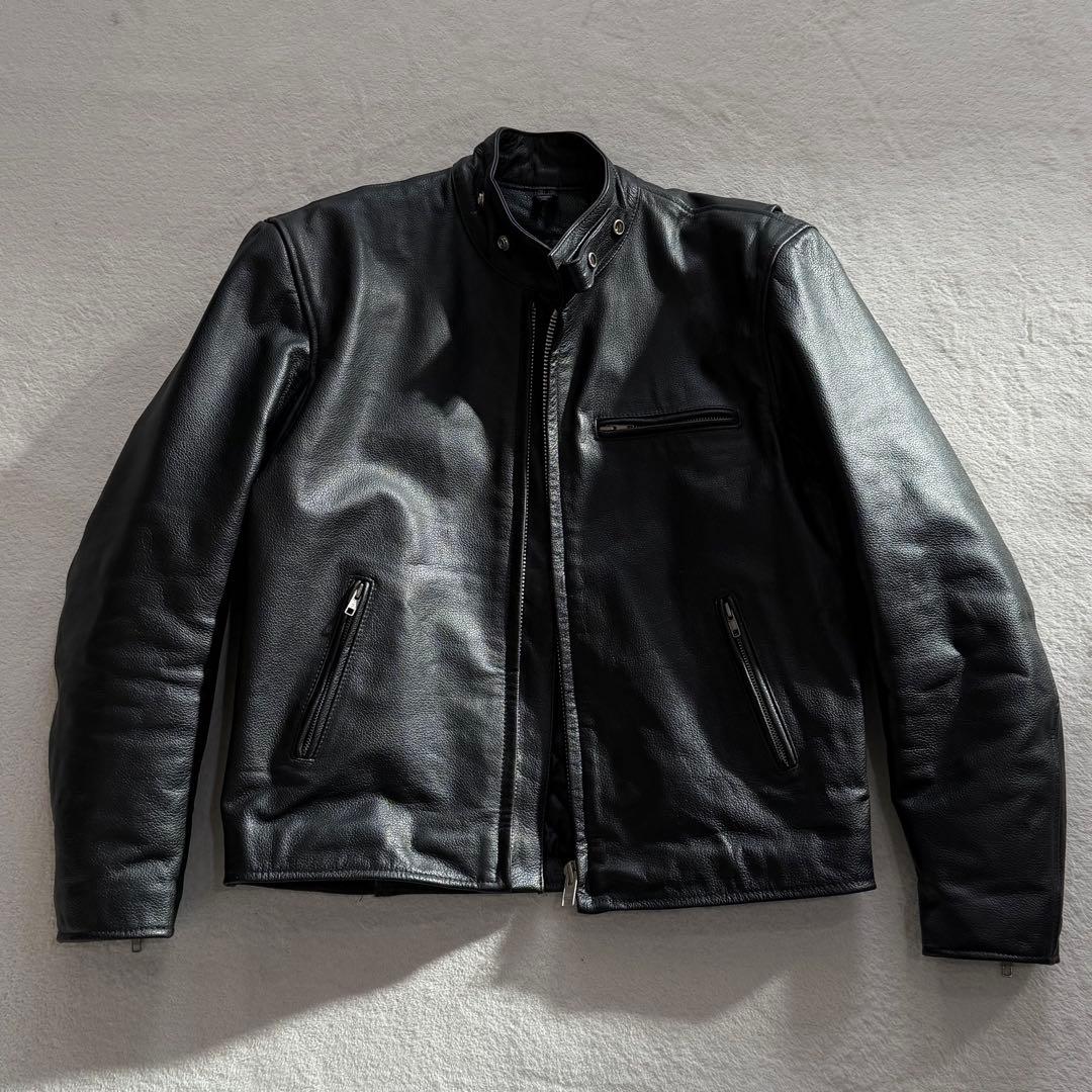 AXEL シングルライダースジャケット　キルティング　牛革　黒　大きいサイズ