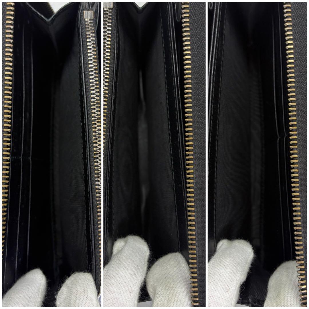 美品✨️グッチ 長財布 GGスプリーム ラウンドファスナー レザー 黒