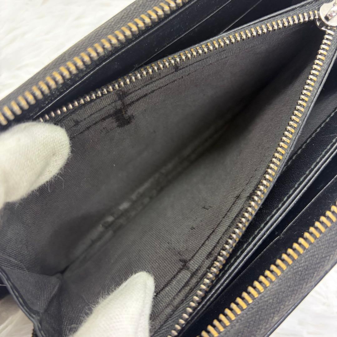 美品✨️グッチ 長財布 GGスプリーム ラウンドファスナー レザー 黒