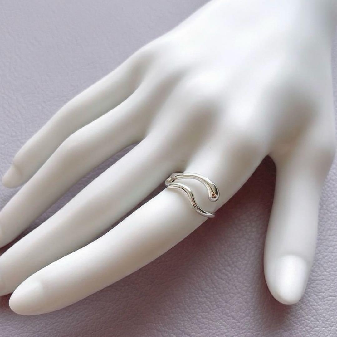 極美品☆ティファニー 指輪 ティアドロップ ウェーブ リング 約9号 シルバー