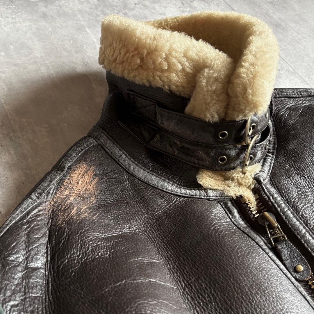 【90s vintage】B-3 フライトジャケット　リアルムートン　本革　短丈
